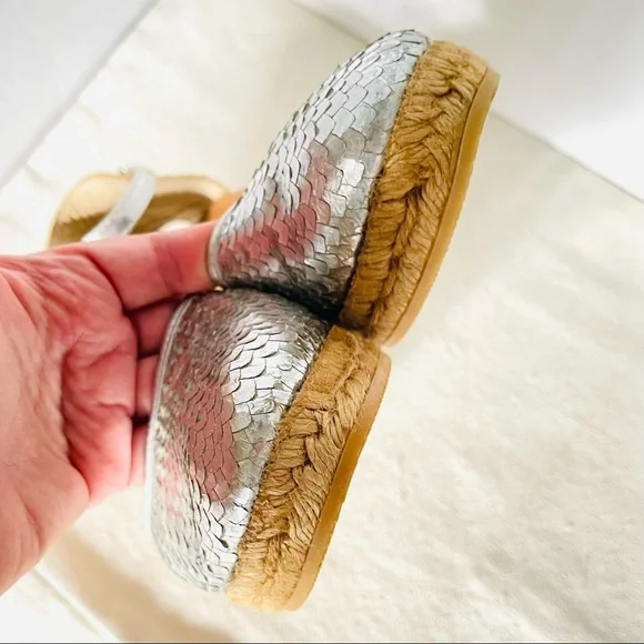 Gaimo Espadrilles Handmade in Spain Metallic Silver/Rope Espadrilles Size EU 41 - Picture 8 of 15